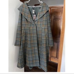 OUTLANDER MACKENZIE TARTAN PLAID WOOLEN FIT & FLARE COAT SIZE 3